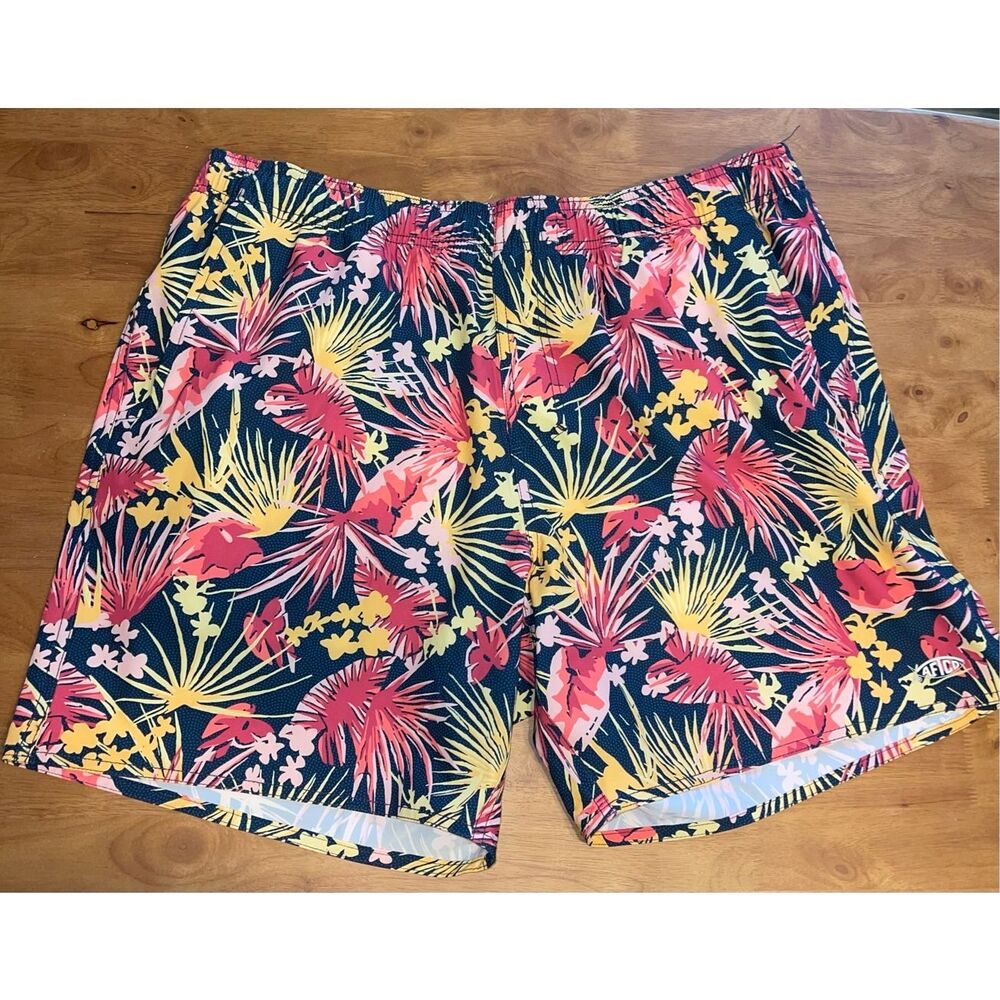 AFTCO Men’s XL Strike Swim Shorts UPF 50 Trunks‎ Tropical Print Fish Pool XL